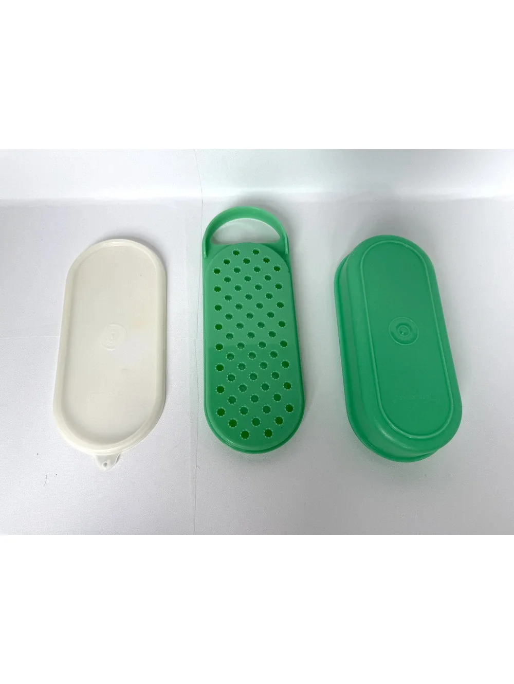 Tupperware Green Plastic Multi-Purpose Grater and Storage Container with Lid